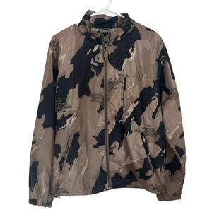 Quiksilver Men's Camo Rain Jacket Shell Windbreaker Zip Hood Size Small